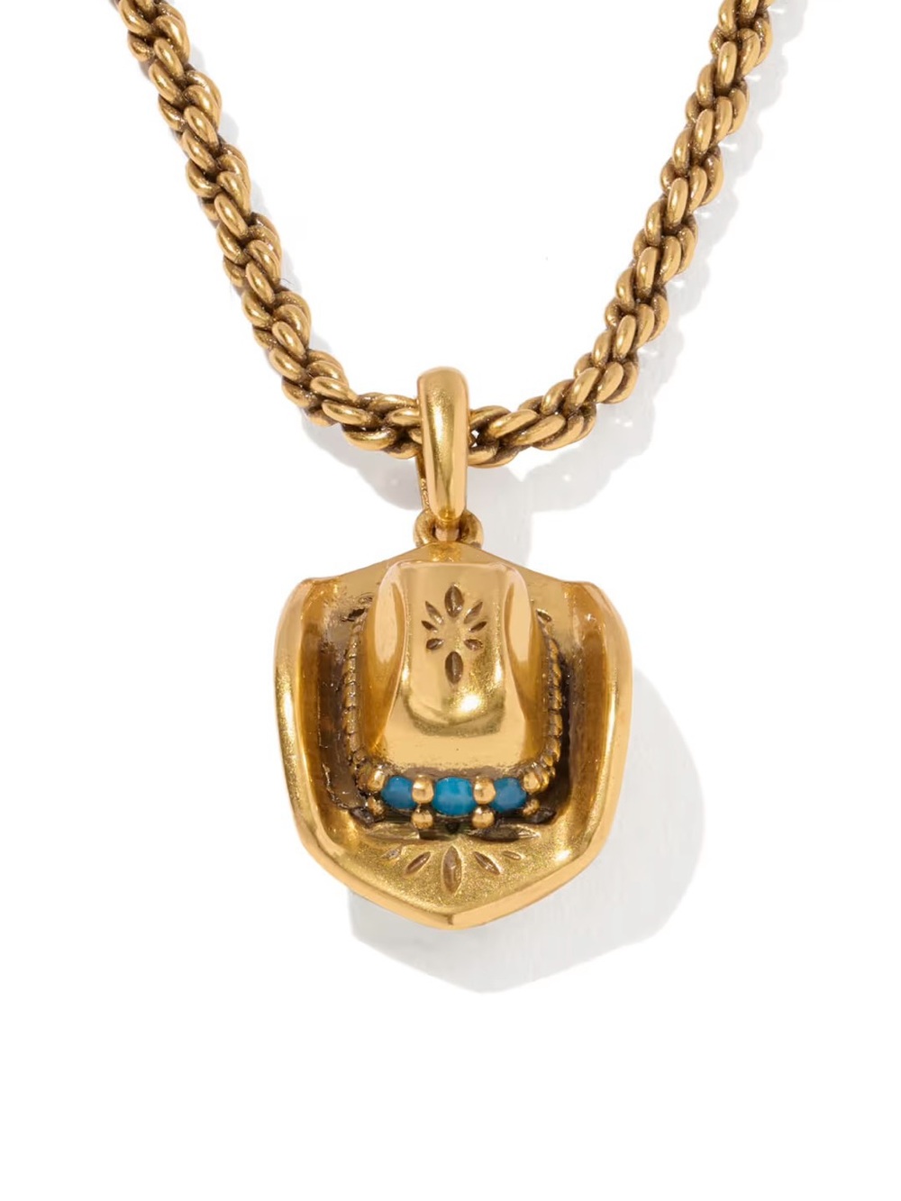 Yellow Rose by Kendra Scott Tiny Cowboy Hat Vintage Gold Short Pendant Necklace